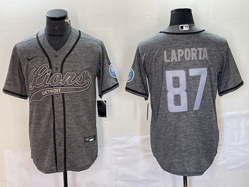 Men Detroit Lions #87 Laporta Grey Nike Co Branding Game NFL Jersey style 2->detroit lions->NFL Jersey